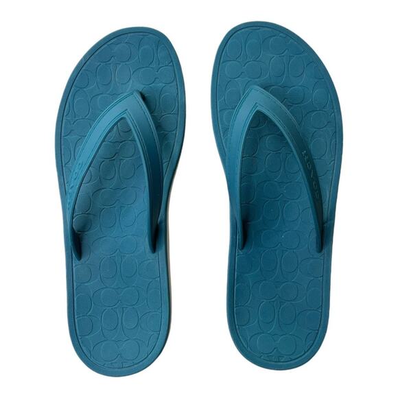 Coach Shoes - Coach teal blue rubber flip flop sandals G1757 US6B EU36.5